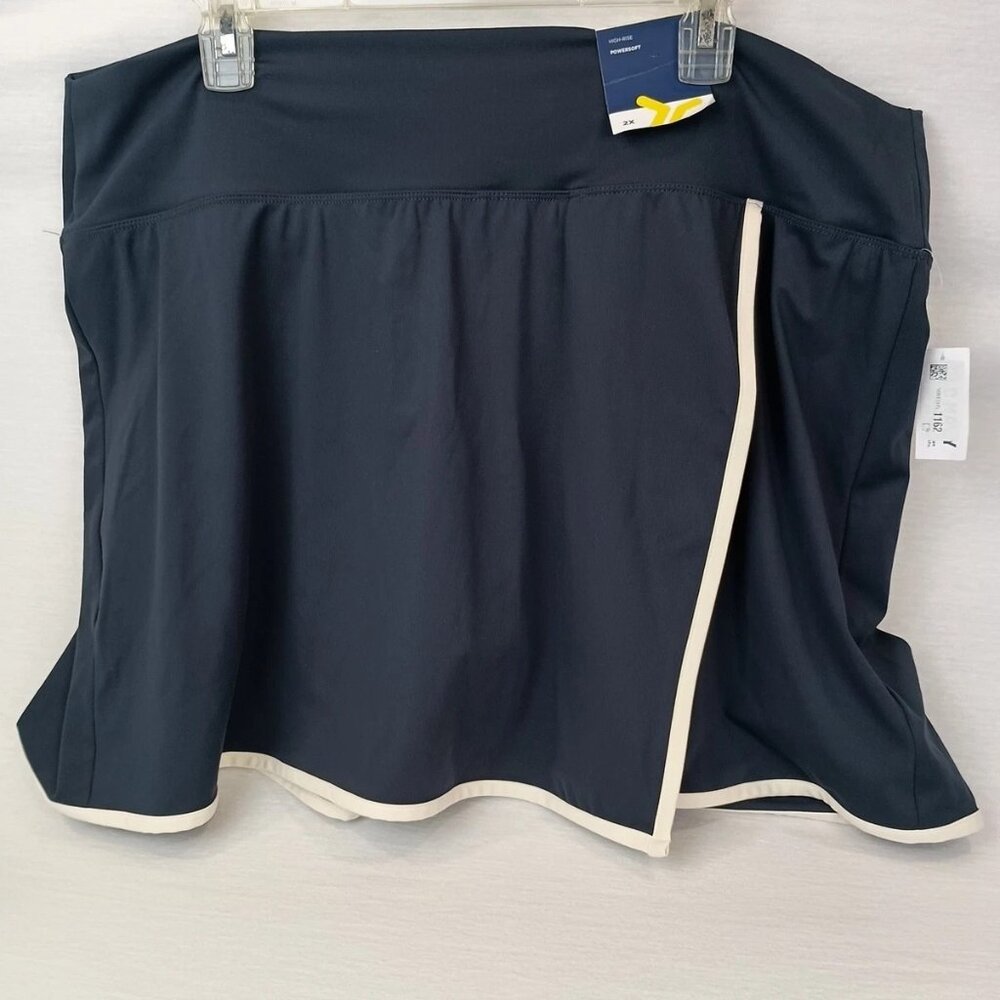 Old Navy High-Waisted PowerSoft Faux-Wrap Skort Dusk Navy Built-In Bike Shorts